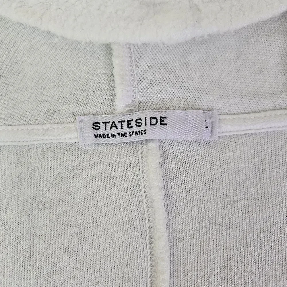 Stateside Womens Deep V‎ Neck Ribbed French Terry Hoodie Sweatshirt White Sz. L - Picture 7 of 11